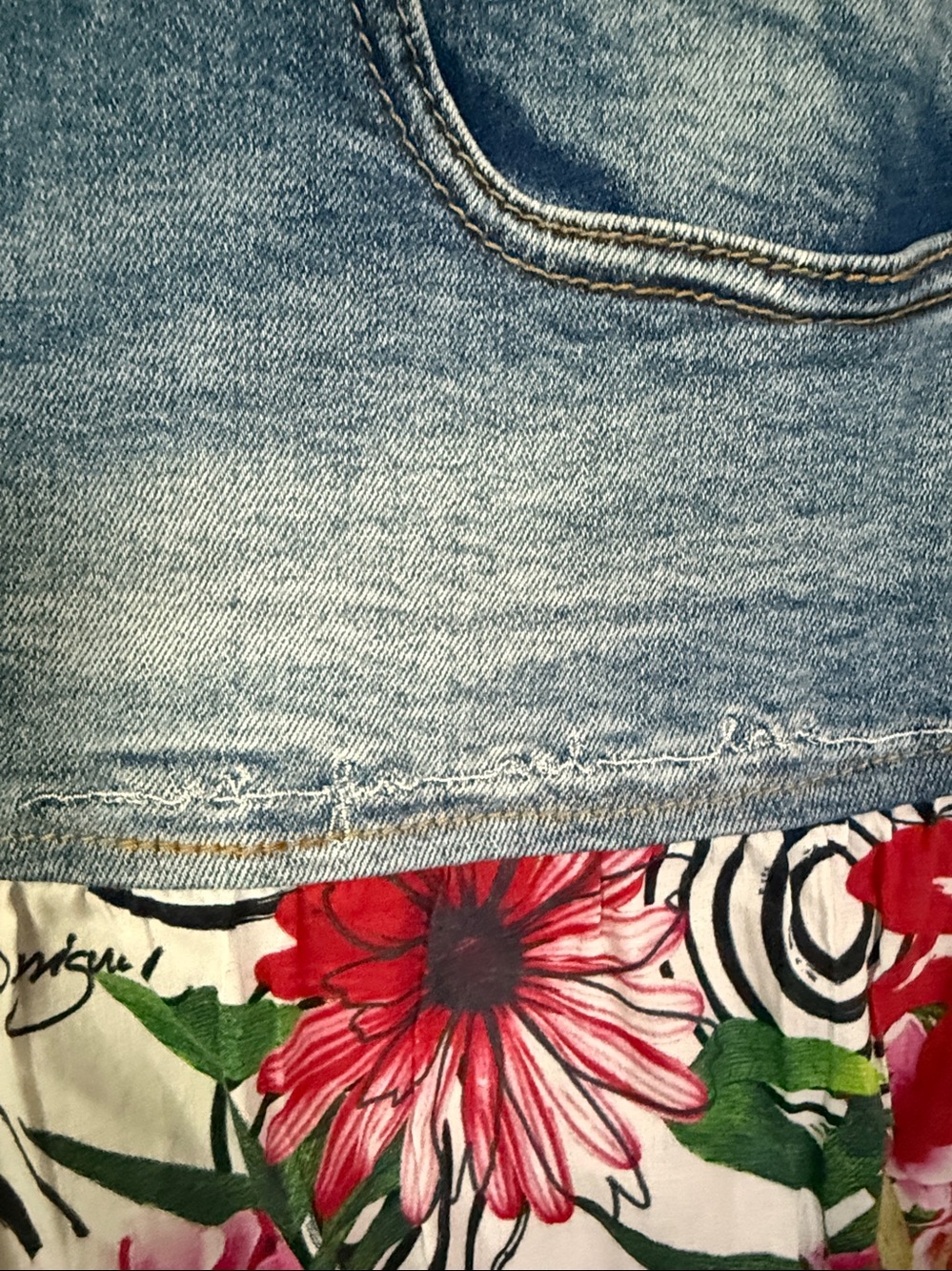Desigual Vintage-Inspired Denim and Print Mini Skirt Size: EUR 38 (8) - Picture 5 of 12